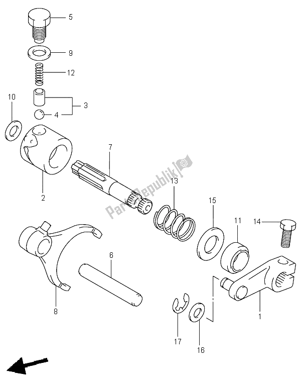 All parts for the Gear Shifting (2) of the Suzuki LT A 500F Quadmaster 2001