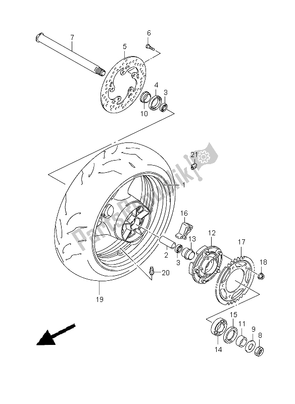 Todas las partes para Rueda Trasera de Suzuki GSX R 600 2008