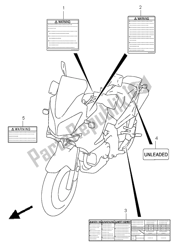 All parts for the Label of the Suzuki DL 1000 V Strom 2005