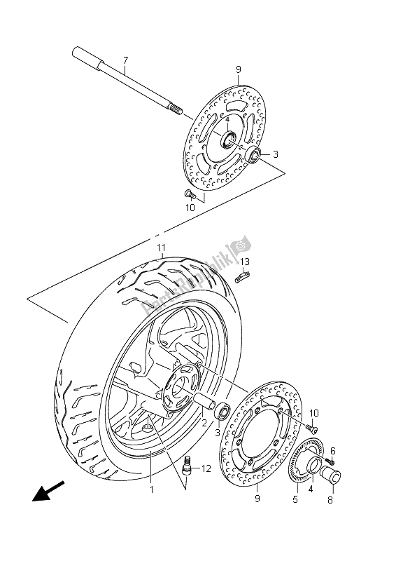 Tutte le parti per il Ruota Anteriore (an400a-za) del Suzuki Burgman AN 400 AZA 2010