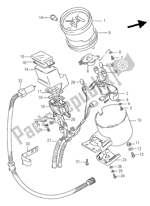 All parts for the Speedometer of the Suzuki VS 600 Intruder 1995