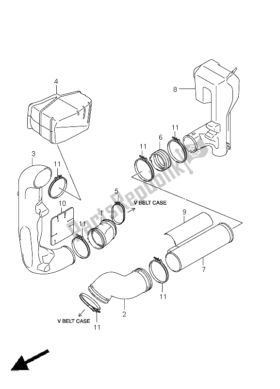 All parts for the Cooling Duct of the Suzuki LT A 500 XZ Kingquad AXI 4X4 2012