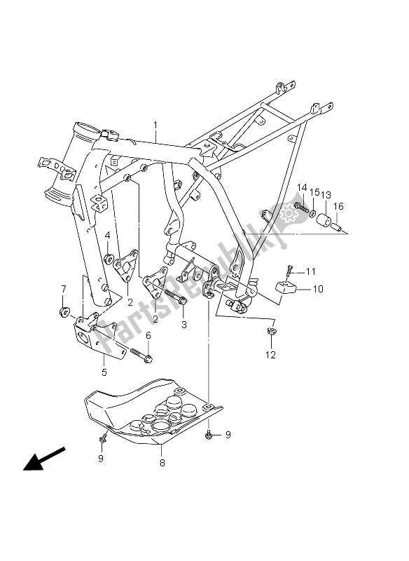 All parts for the Frame of the Suzuki DR Z 125 SW LW 2012