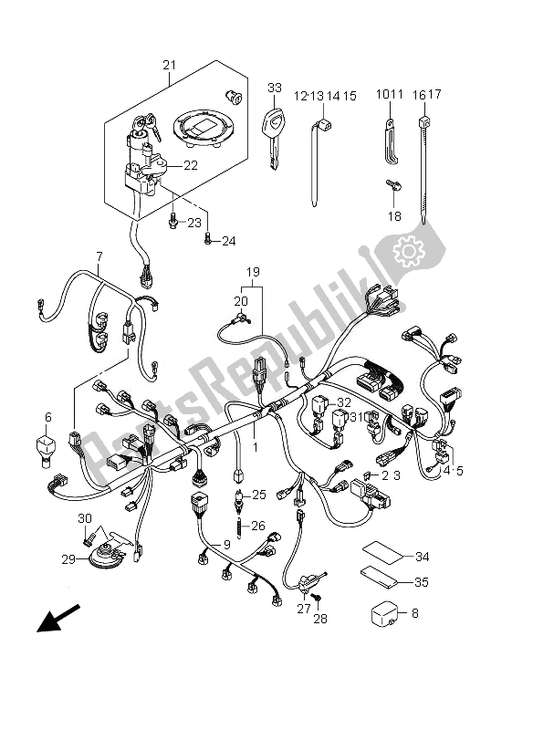 Tutte le parti per il Cablaggio Elettrico del Suzuki GSX 1250 FA 2010