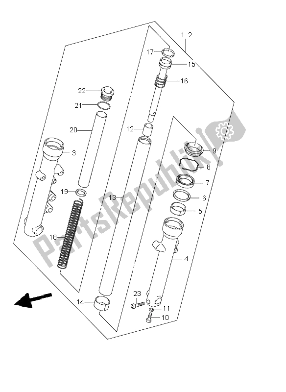 Tutte le parti per il Ammortizzatore Forcella Anteriore del Suzuki VL 250 Intruder 2004