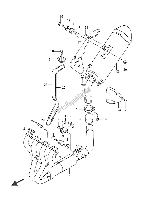 All parts for the Muffler of the Suzuki GSR 750A 2016