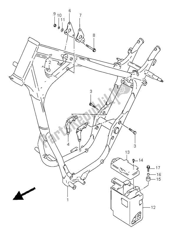 All parts for the Frame of the Suzuki LS 650 Savage 2002