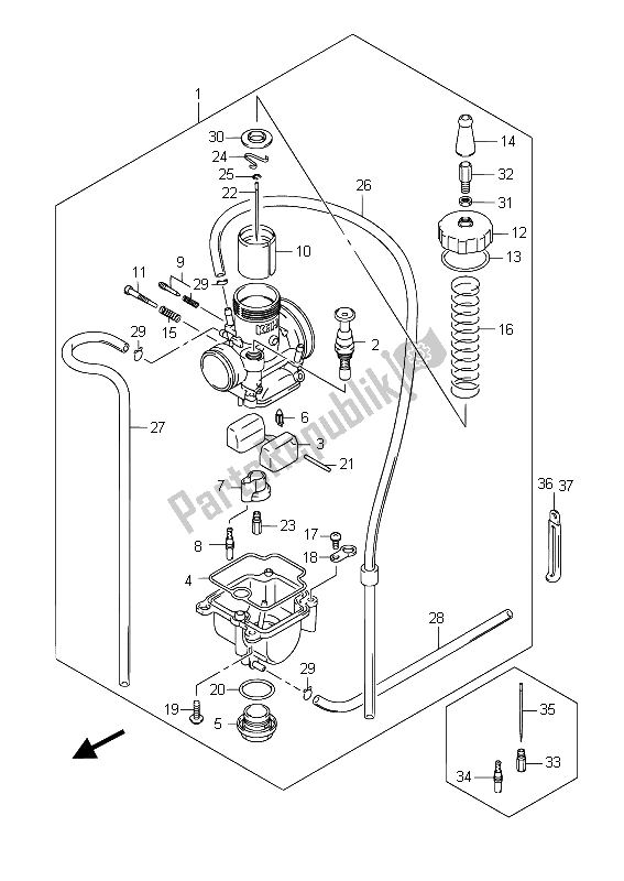 Todas las partes para Carburador de Suzuki RM 85 SW LW 2015