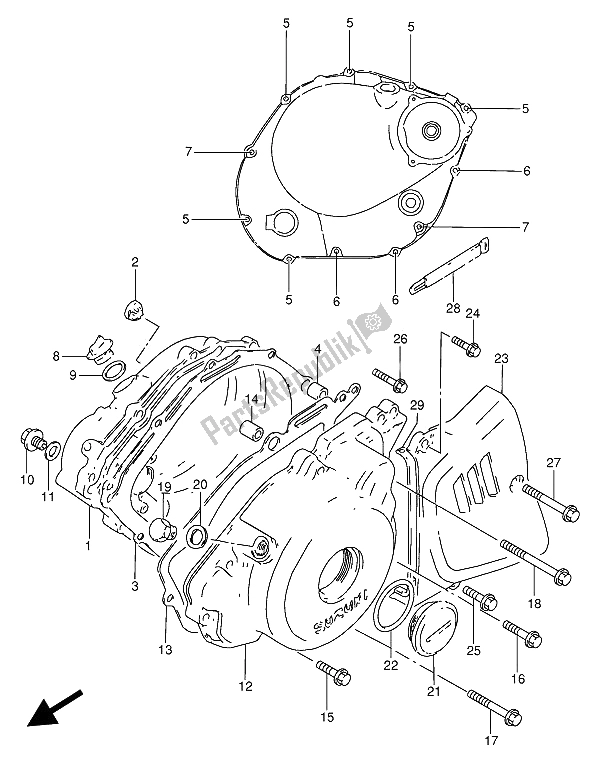 All parts for the Crankcase Cover of the Suzuki GN 250 1993