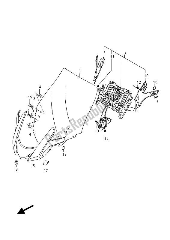 All parts for the Windscreen of the Suzuki AN 650Z Burgman Executive 2015