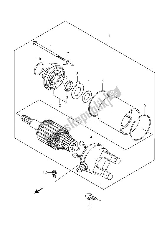 All parts for the Starting Motor of the Suzuki Burgman AN 400 AZA 2014