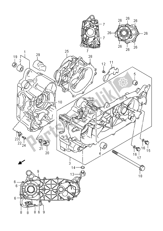 Todas las partes para Caja Del Cigüeñal de Suzuki UH 125A Burgman 2014