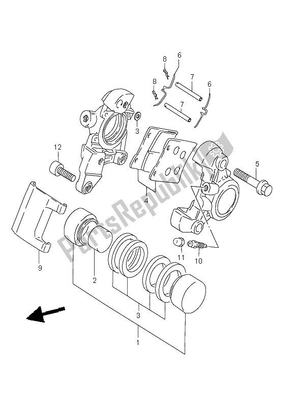 Tutte le parti per il Pinza Posteriore del Suzuki VL 1500 Intruder LC 1999