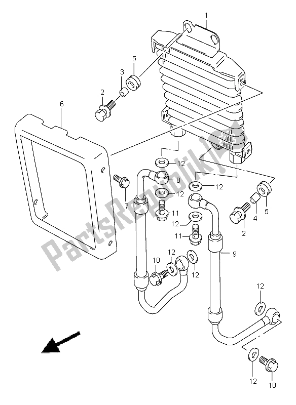 All parts for the Oil Cooler of the Suzuki VL 1500 Intruder LC 2006