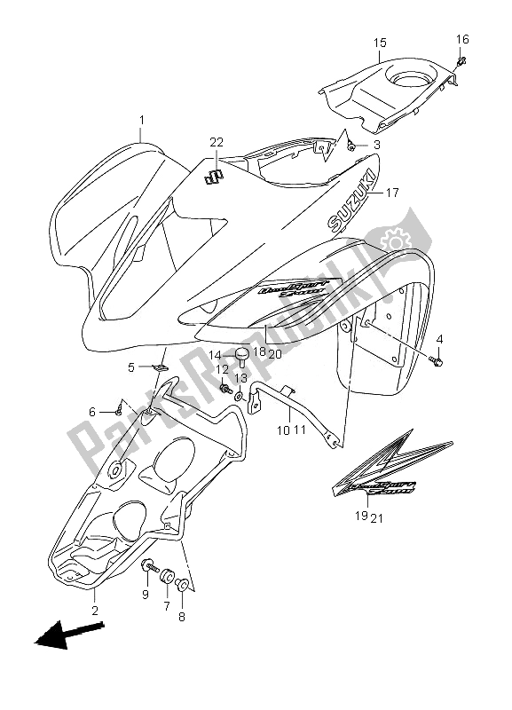 Tutte le parti per il Parafango Anteriore del Suzuki LT Z 400 Quadsport 2007