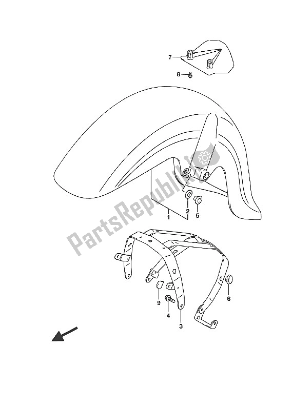 All parts for the Front Fender (vl800 E19) of the Suzuki VL 800 Intruder 2016