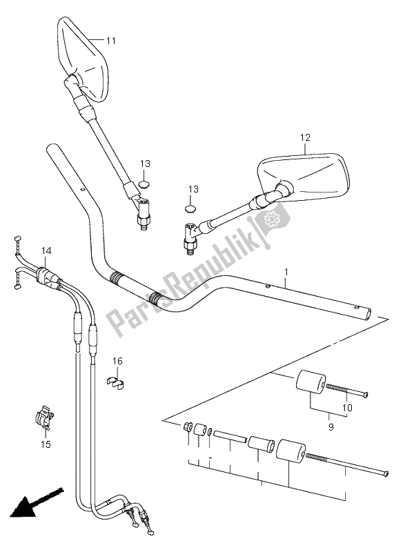 All parts for the Handlebar of the Suzuki GSX 1400 2005