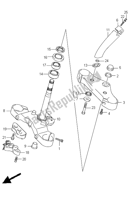 All parts for the Steering Stem of the Suzuki VZ 1500 Intruder 2009