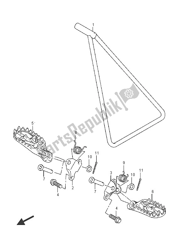 All parts for the Footrest of the Suzuki RM Z 250 2016