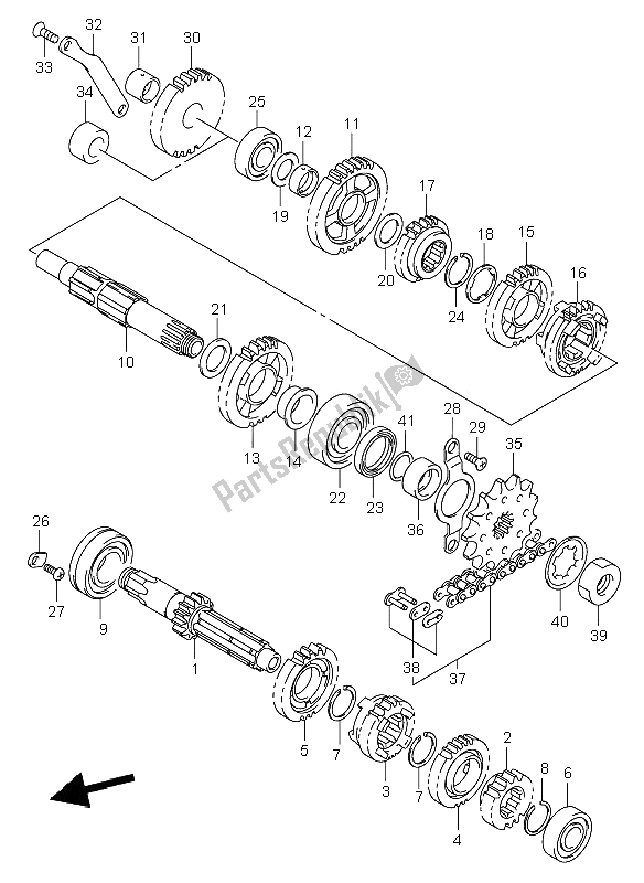 All parts for the Transmission of the Suzuki DR Z 400E 2002