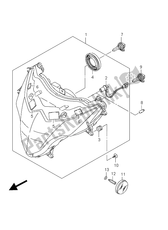 All parts for the Headlamp (gsx-r1000 E24) of the Suzuki GSX R 1000 2012