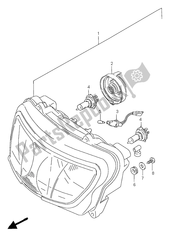 All parts for the Headlamp (e24) of the Suzuki GSX R 750 1996