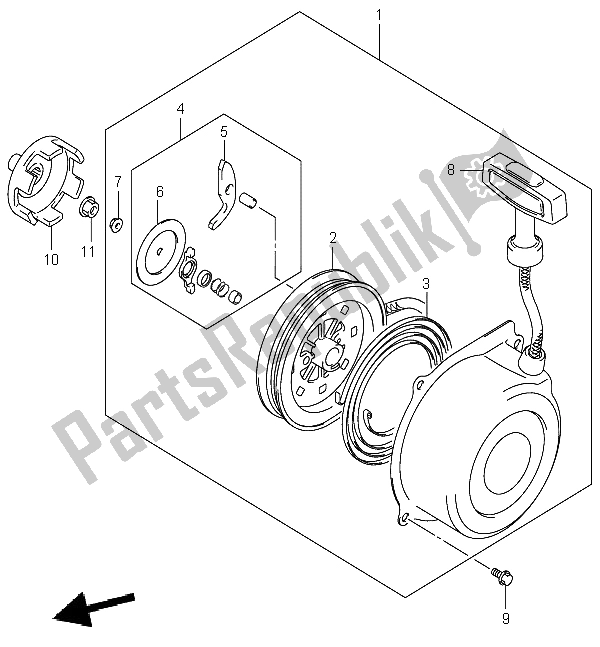 Tutte le parti per il Avviamento A Strappo del Suzuki LT F 250 Ozark 2003