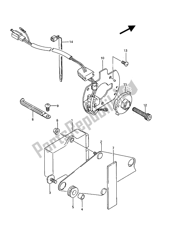 All parts for the Signal Generator of the Suzuki GSX 1100F 1990