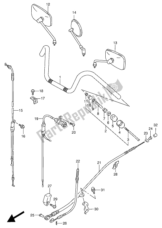 All parts for the Handlebar of the Suzuki VS 800 GL Intruder 1994