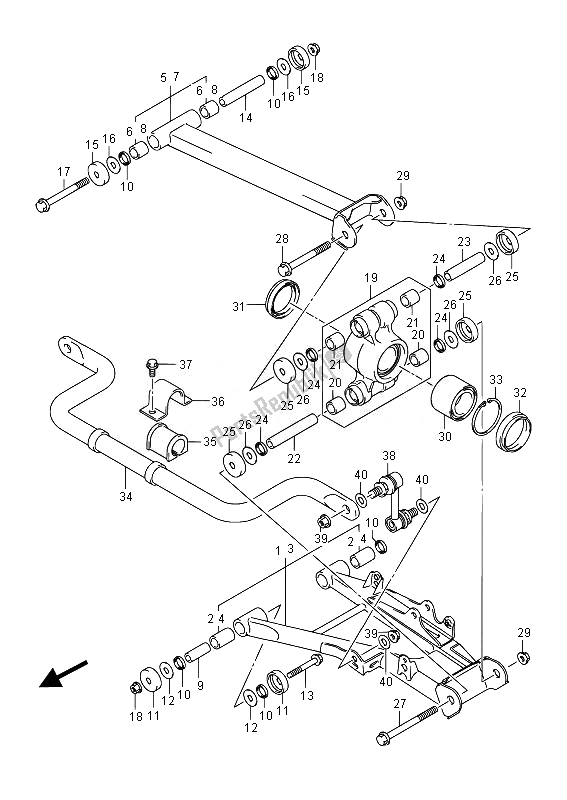 All parts for the Rear Suspension Arm of the Suzuki LT A 750 XZ Kingquad AXI 4X4 2014