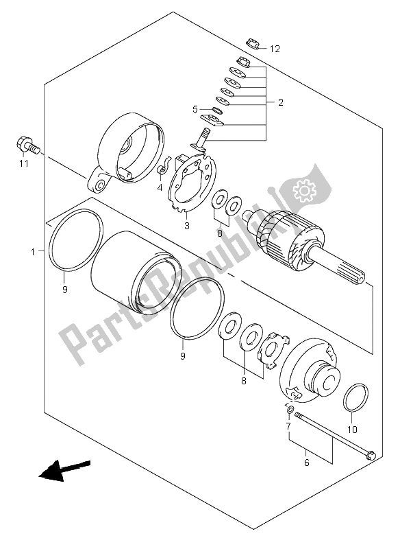 All parts for the Starting Motor of the Suzuki SV 650 NS 2002