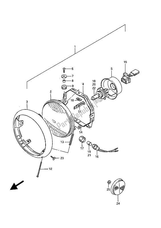 Tutte le parti per il Faro del Suzuki VS 750 Glfp Intruder 1986