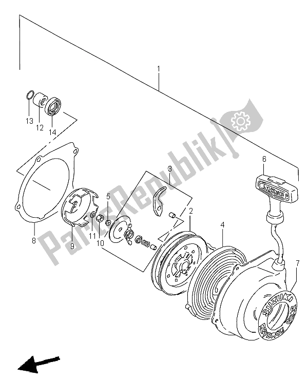 Todas las partes para Arrancador De Retroceso (opcional) de Suzuki LT F 160 Quadrunner 2005