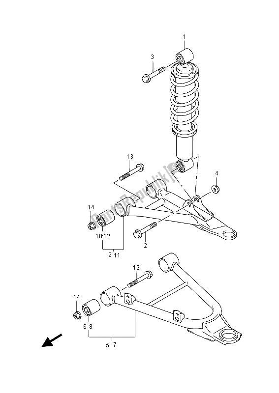 All parts for the Suspension Arm (lt-a400f) of the Suzuki LT A 400 FZ Kingquad ASI 4X4 2015