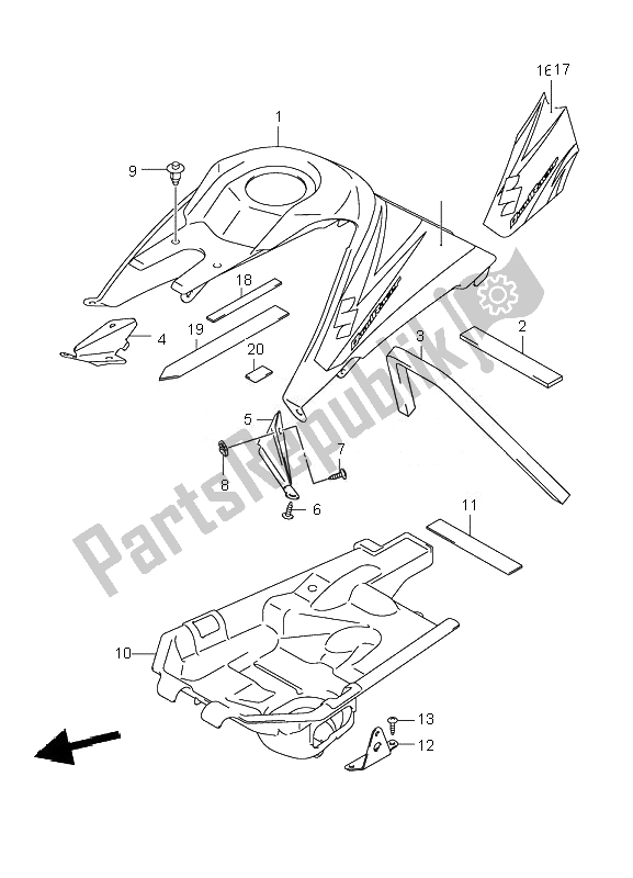 Todas las partes para Tapa Del Tanque De Combustible de Suzuki LT R 450 Quadracer 2007