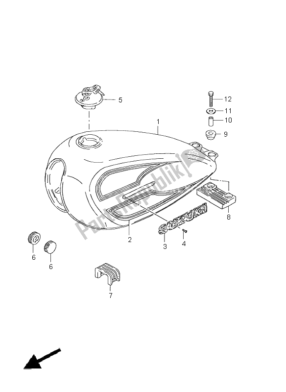 All parts for the Fuel Tank of the Suzuki GN 125E 1999