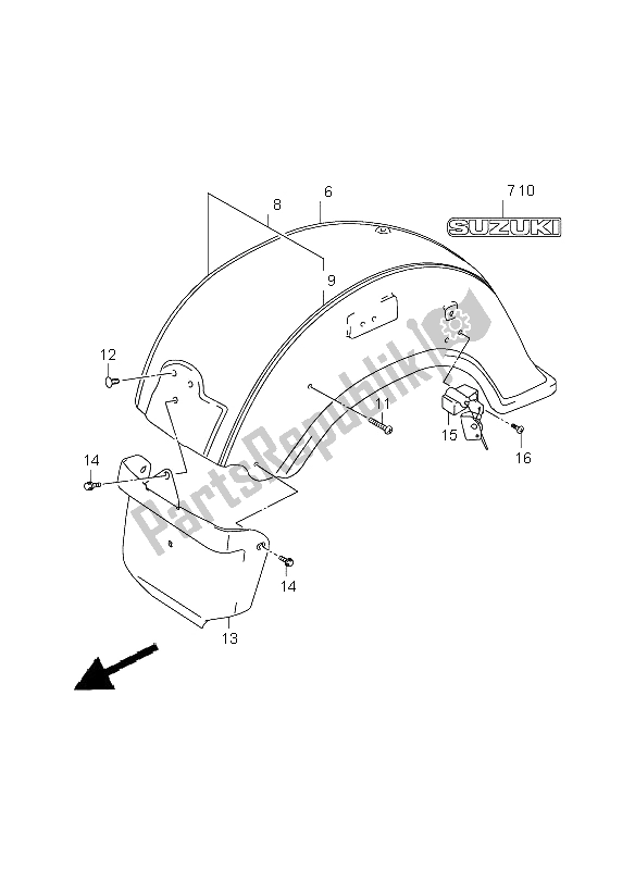 Toutes les pièces pour le Garde-boue Arrière du Suzuki VL 1500 Intruder LC 2008