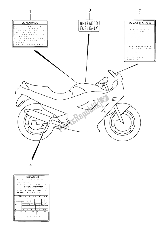 Todas las partes para Etiqueta De Precaución de Suzuki GSX 600F 1997