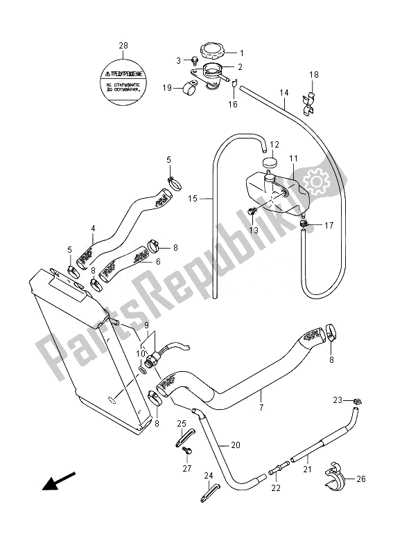 All parts for the Radiator Hose (vz800ue E19) of the Suzuki VZ 800 Intruder 2014