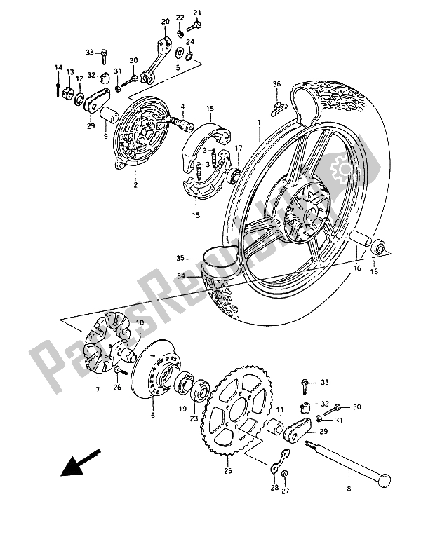 Tutte le parti per il Ruota Posteriore del Suzuki GS 450 ES 1987