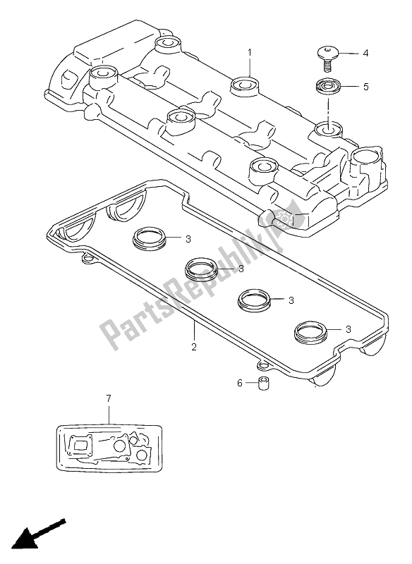 Alle onderdelen voor de Kleppendeksel van de Suzuki GSX R 750 1997