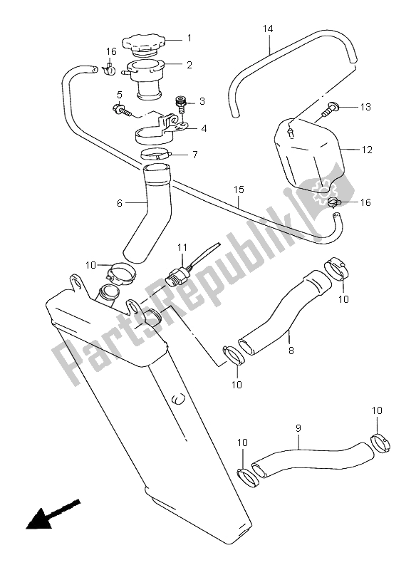 All parts for the Radiator Hose of the Suzuki VZ 800 Marauder 2000