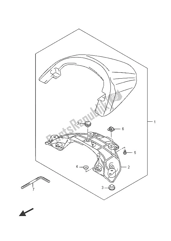 All parts for the Seat Tail Box (for Pgz)(vzr1800bz E19) of the Suzuki VZR 1800 BZ M Intruder 2016