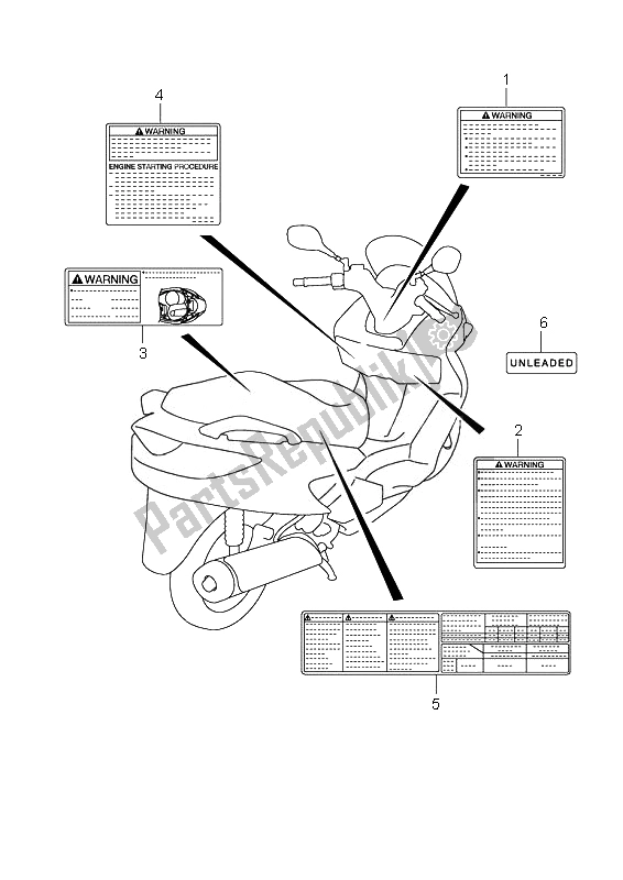 Todas las partes para Etiqueta de Suzuki UH 200 Burgman 2007