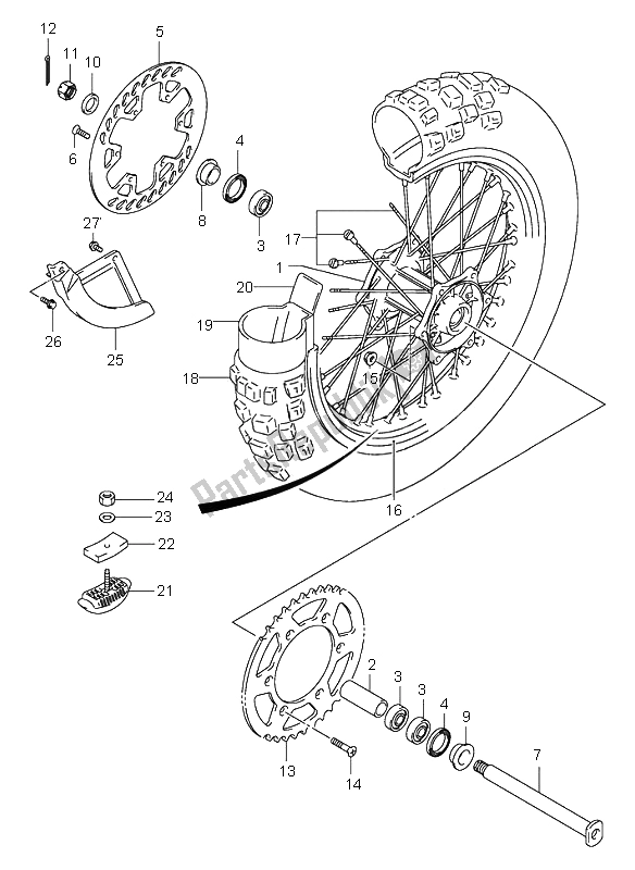 Tutte le parti per il Ruota Posteriore del Suzuki RM 125 2001