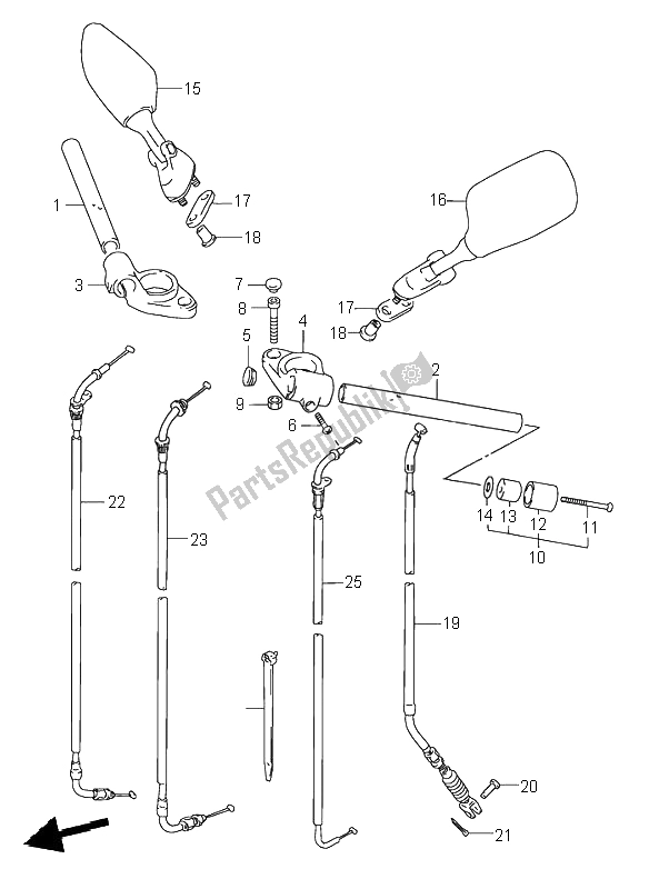 Todas as partes de Guiador do Suzuki RF 600R 1996