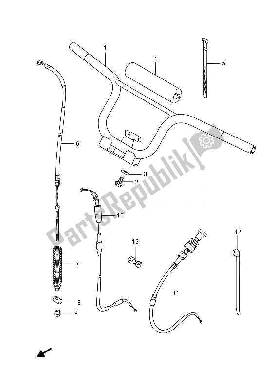 All parts for the Handlebar of the Suzuki DR Z 70 2014