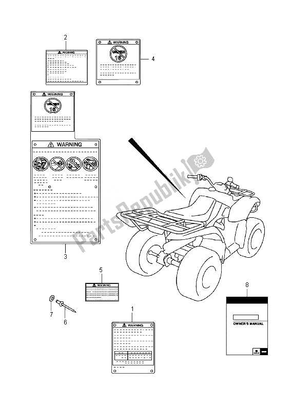 All parts for the Label of the Suzuki LT F 250 Ozark 2014
