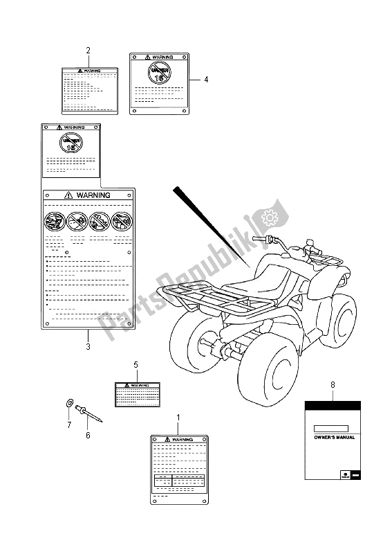 Tutte le parti per il Etichetta del Suzuki LT F 250 Ozark 2014