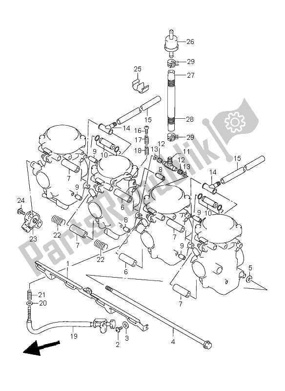 Alle onderdelen voor de Carburateur Fittingen van de Suzuki GSX 750F 1999